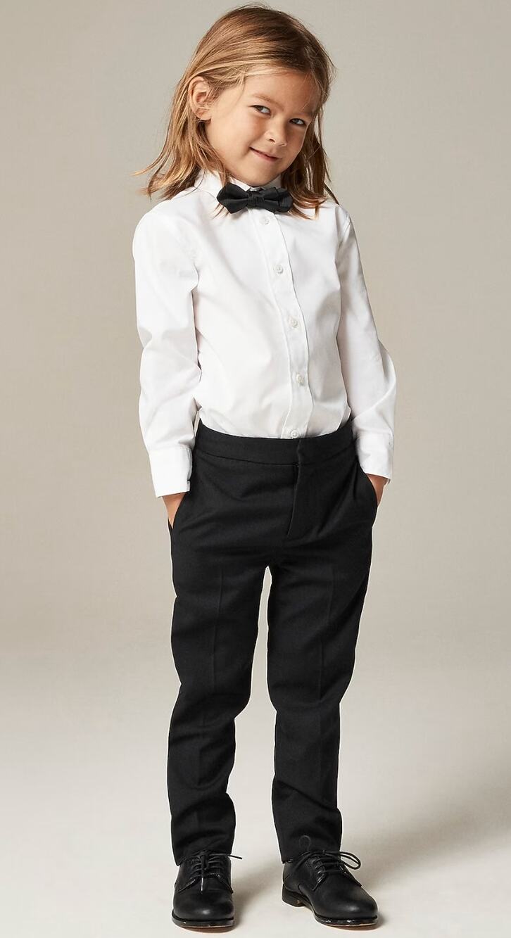 J Crew Boys Slim Ludlow Tuxedo Pants 5 NWT Black Italian Wool A8663 Kid crewcuts